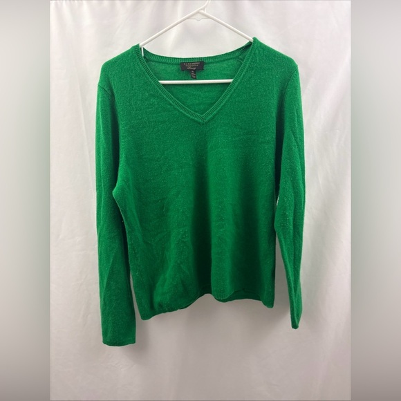 Charter Club Cashmere V-neck Sweater Womens XL Green Luxury Old Money Colorful - Picture 2 of 11